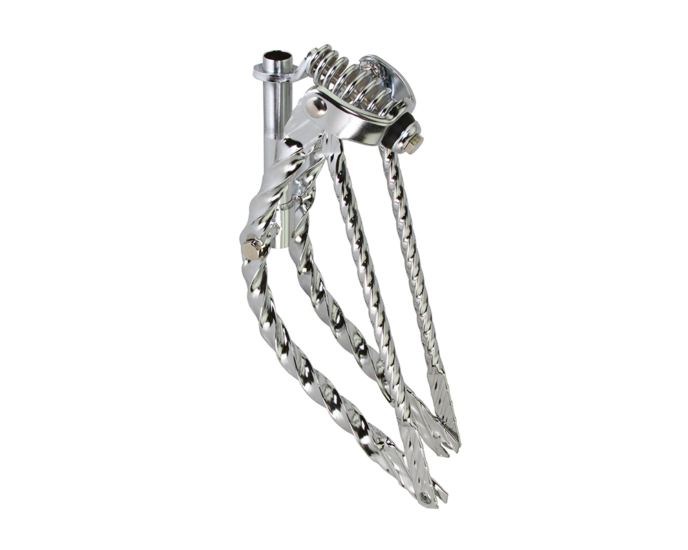 Bike 16 Lowrider Bent Square Twisted Spring Fork 1 Inch Chrome.