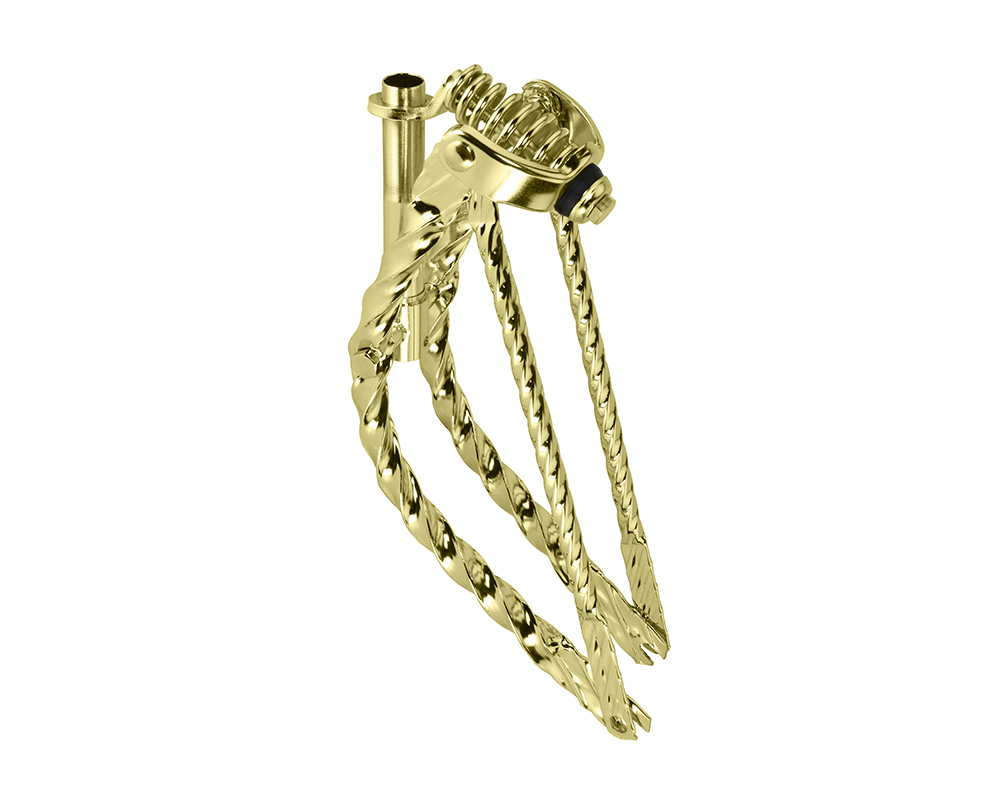 Bike 16 Lowrider Bent Square Twisted Spring Fork 1 Inch Gold.