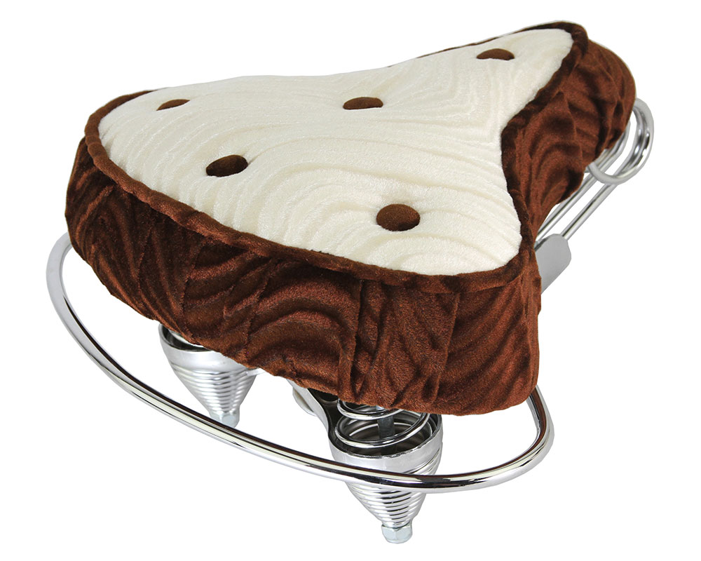  Bike Beach Cruisers Saddle Velour Brown/White.
