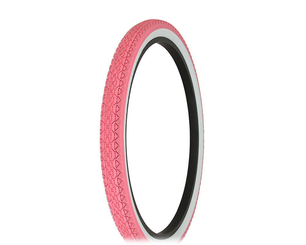 Bike Tire 26 x 2.125 Pink/White Side Wall HF-133.